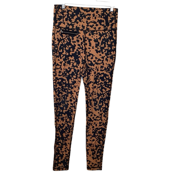 Erin Snow Peri Leggings Women’s Sz M Brown Black Ski Gorpcore Animal Print - Picture 1 of 7